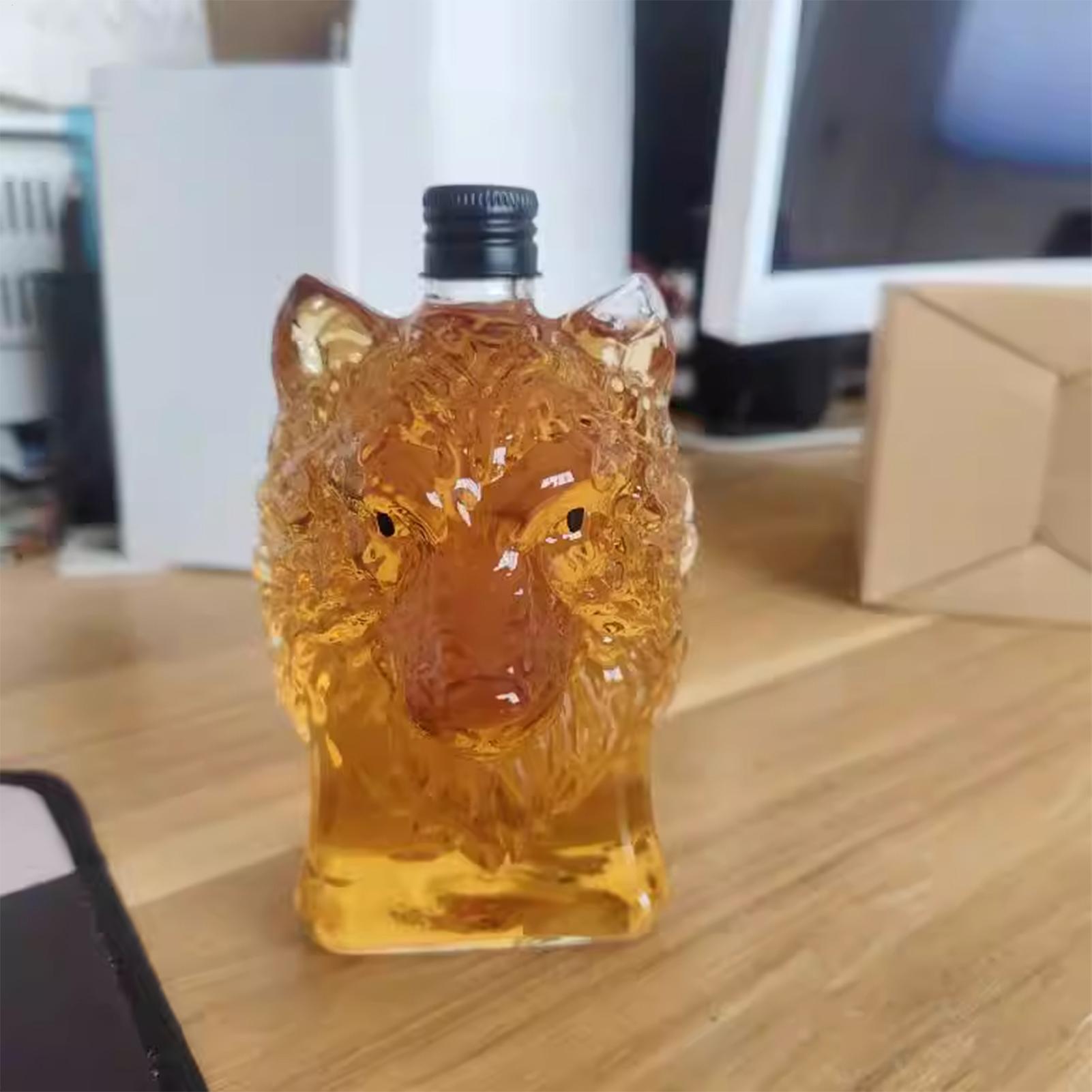 Whiskey Bottle Wolf Shape Wine - Vintage Collectible Glass review and price