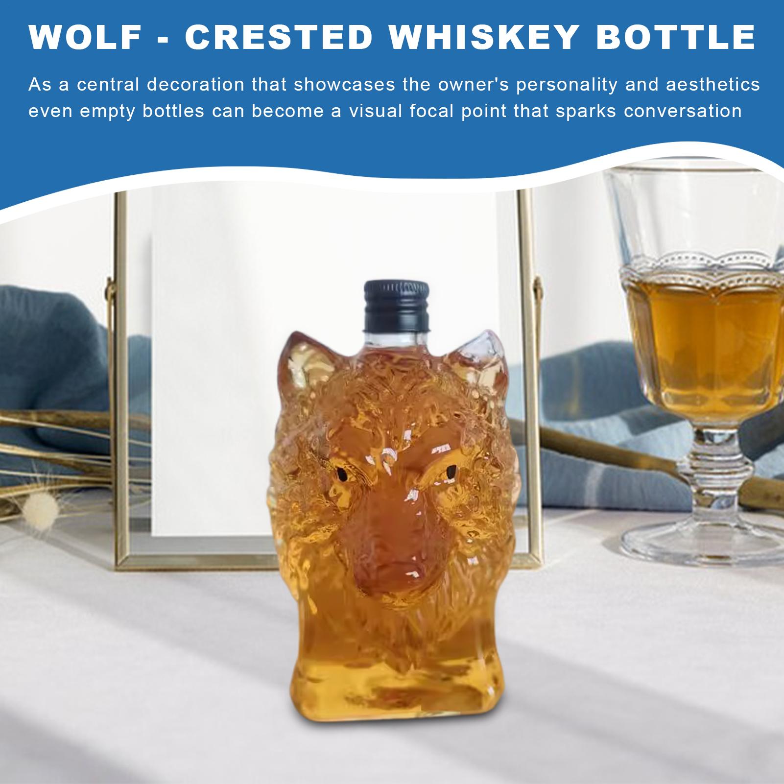 Whiskey Bottle Wolf Shape Wine - Vintage Collectible Glass review and price