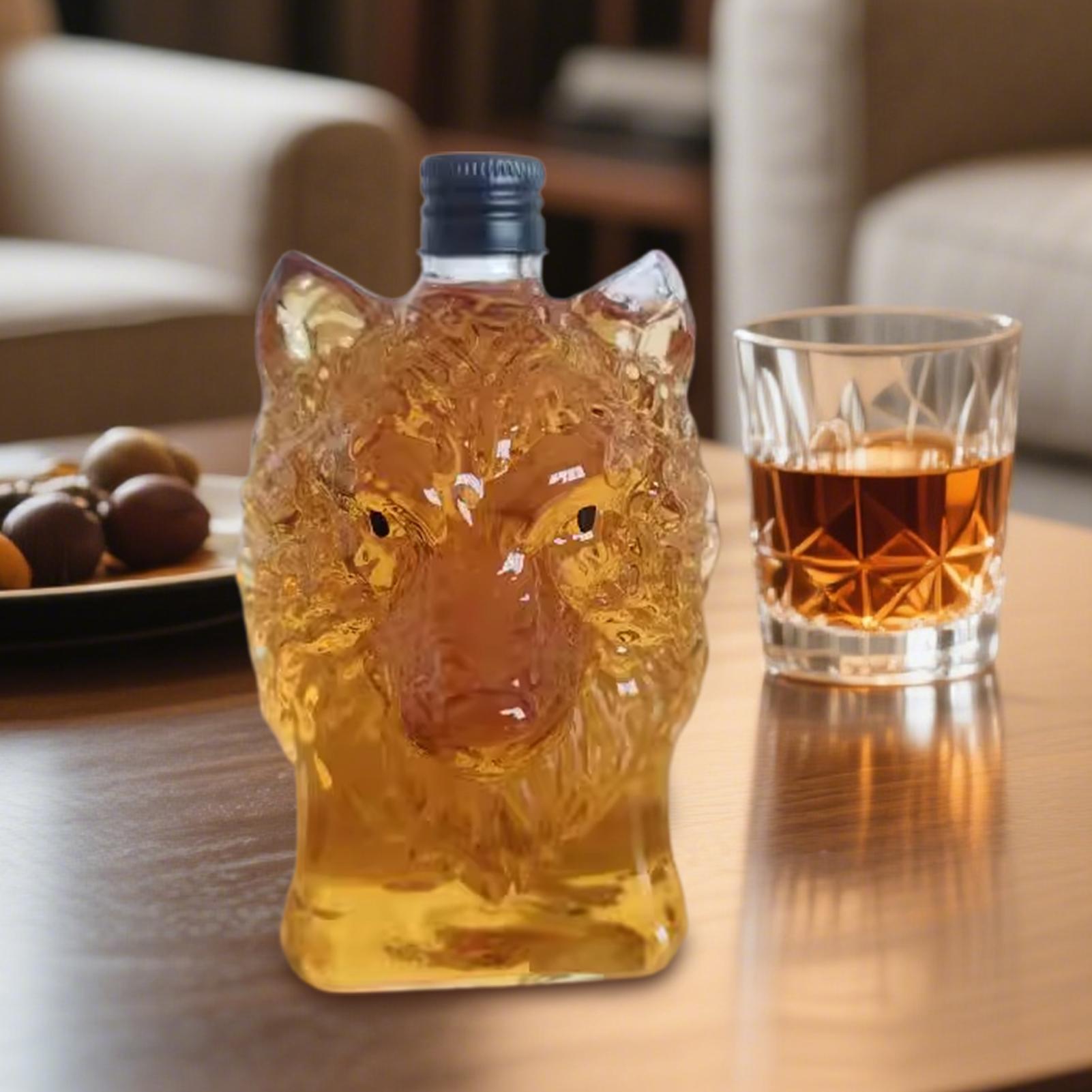 Whiskey Bottle Wolf Shape Wine - Vintage Collectible Glass review and price